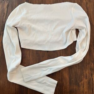 Naked wardrobe white long sleeve crop top